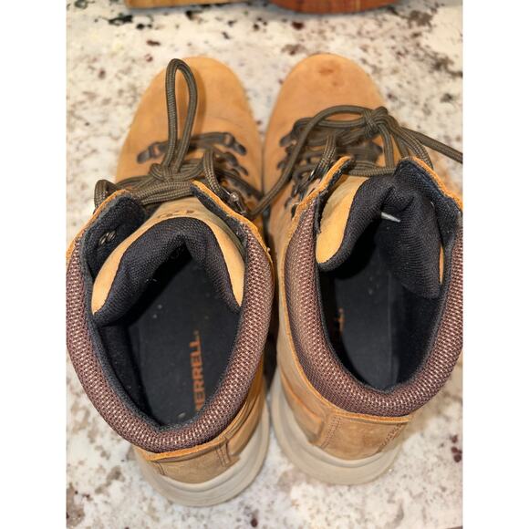 Merrell Tan Leather Hiking Boots Men’s 10.5 Vibram Soles Preowned main image 8